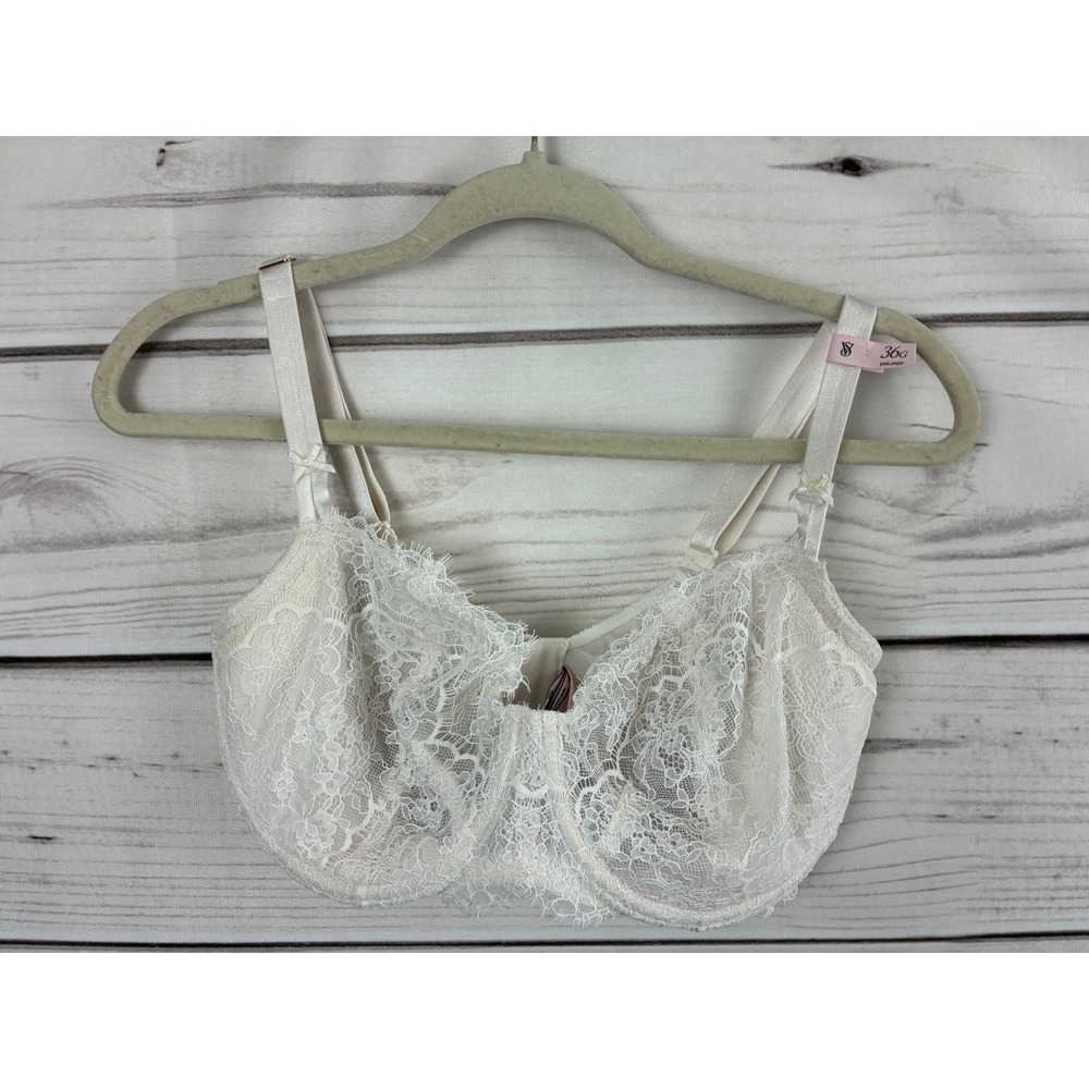 Victoria's Secret Dream Angels Ivory Floral Lace Unlined Underwire Bra 36G